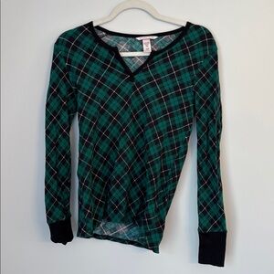 Victoria's Secret Green and Black Plaid Pajama Set